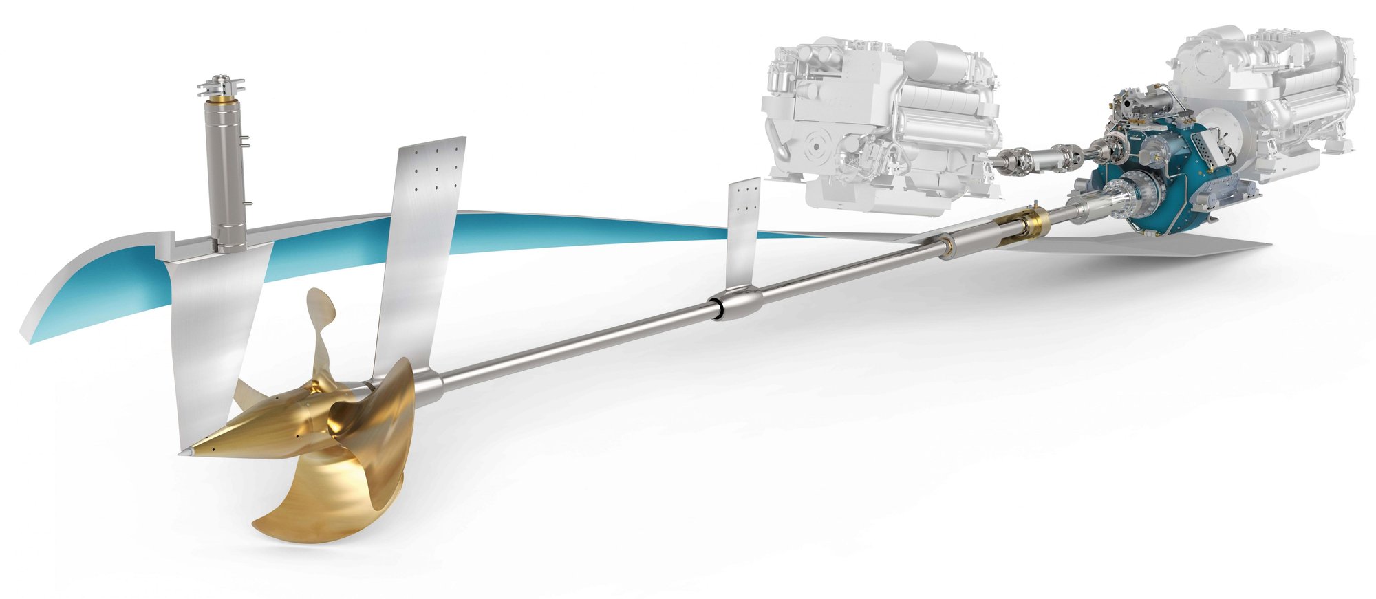 Diagram of propulsion shaft system with propeller. Diagram of propulsion shaft system with propeller.